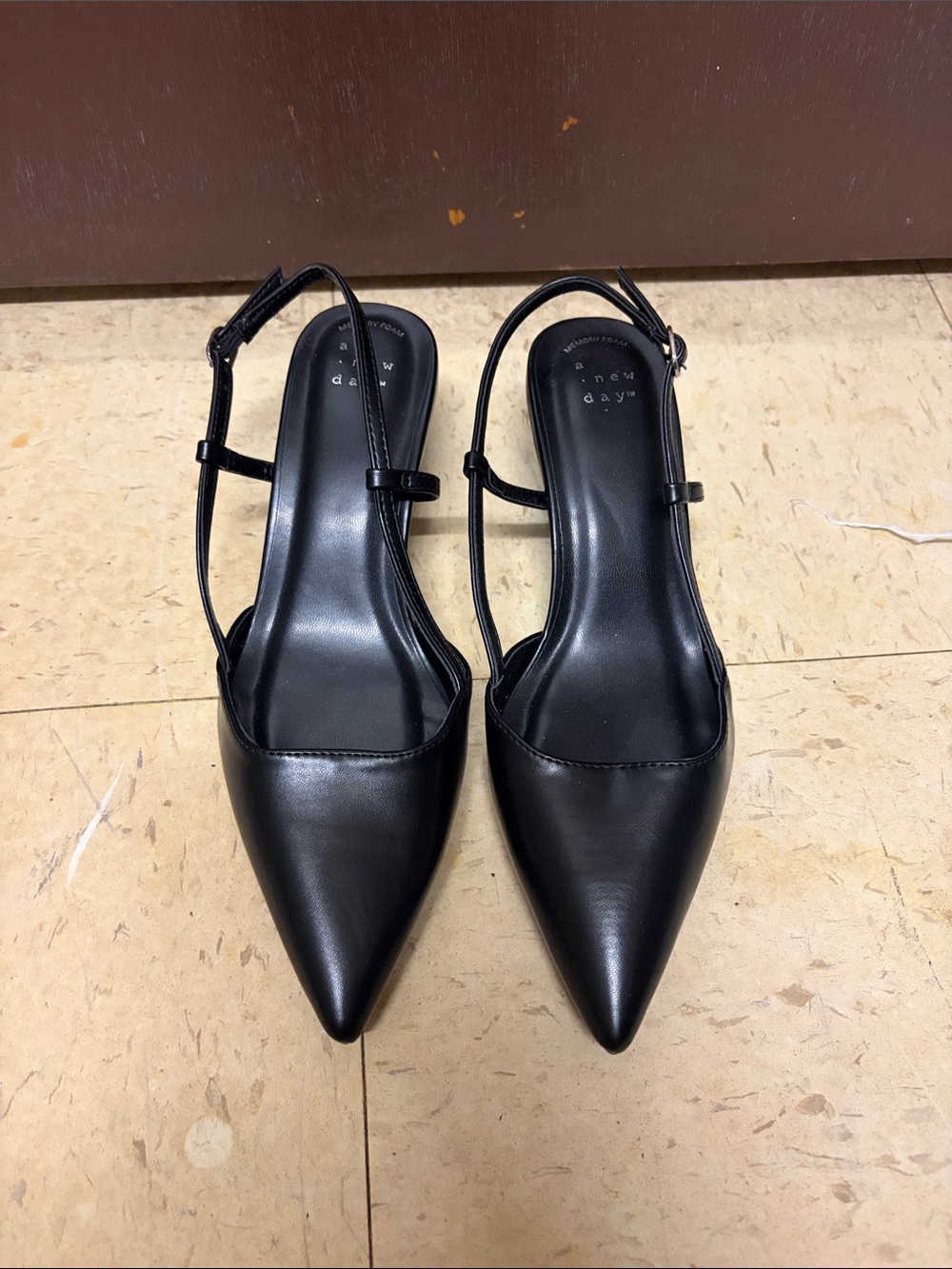 Black Pointed Slingback Heels